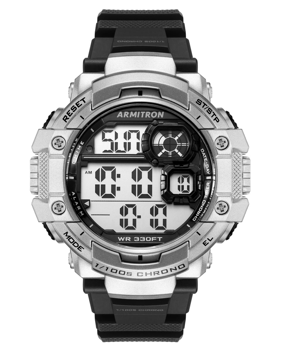 Challenger 55mm Silver Black Sports Watches Armitron