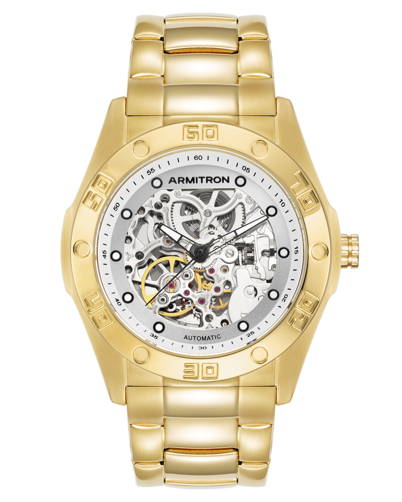 Skeleton 43mm Gold Stainless Steel Gold Round Watch