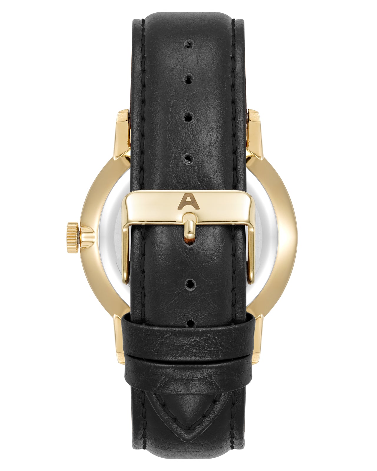 Hudson 42mm Black Leather Silver and Gold Analog Watch