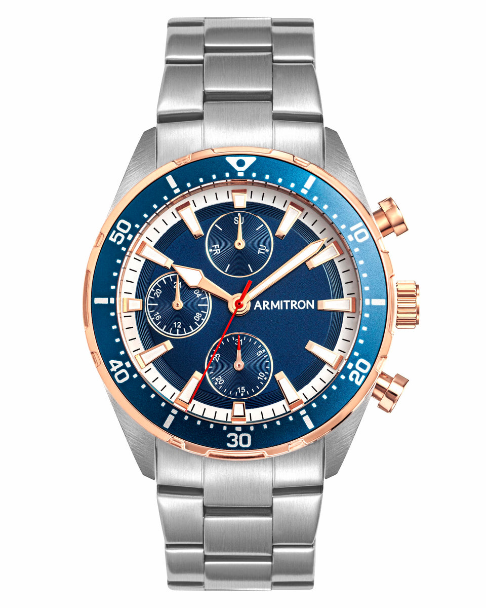 Lloyd™ | 42mm, Metal/Blue/Silver/Rose Gold | Large Men's Watches – Armitron