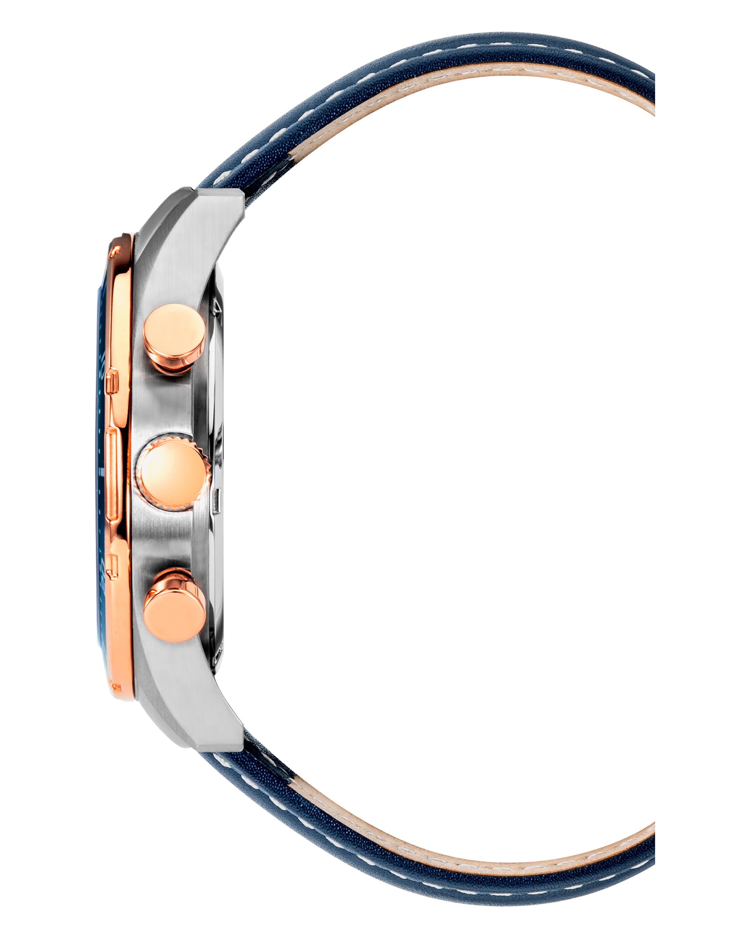 Lloyd™ | 42mm, Leather/Blue/Silver/Rose Gold