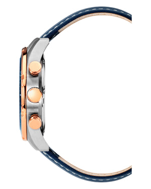 Lloyd™ | 42mm, Leather/Blue/Silver/Rose Gold